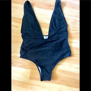 One piece plunge swimsuit- black.